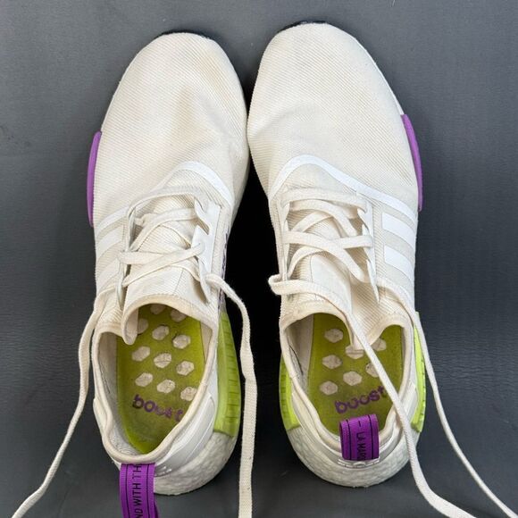 Adidas NMD R1 Chalk White Semi Solar Yellow sneaker shoes men’s size 13 - Picture 6 of 8